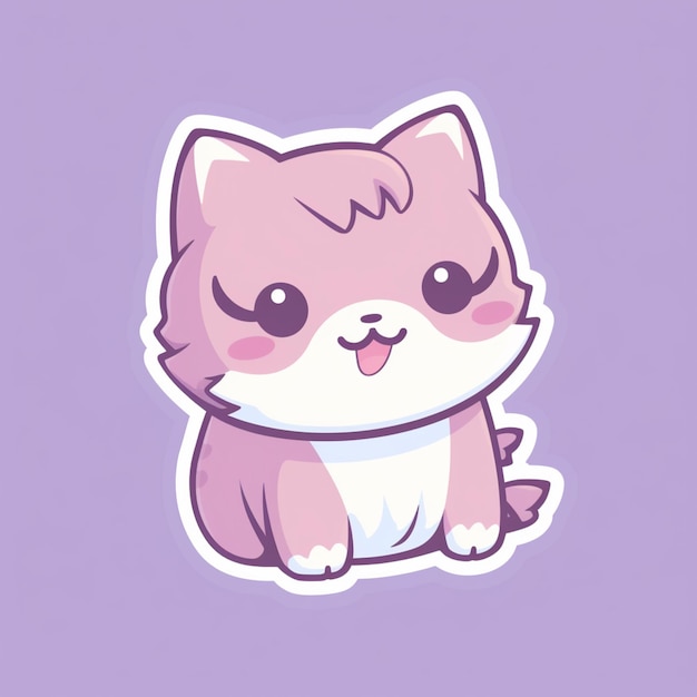 there is a cartoon cat sitting on a purple surface generative ai