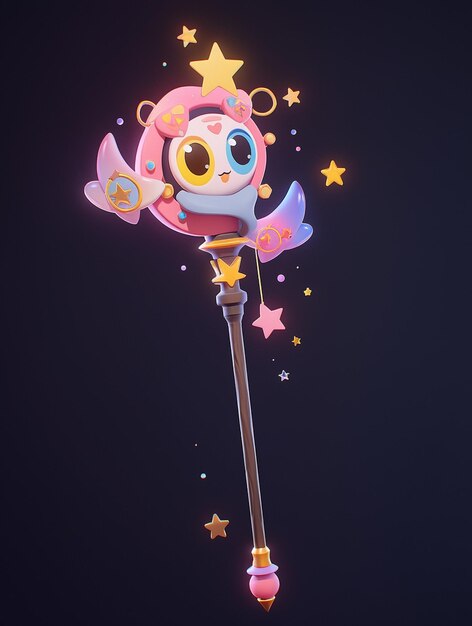 There is a cartoon character with a wand and stars on it generative ai