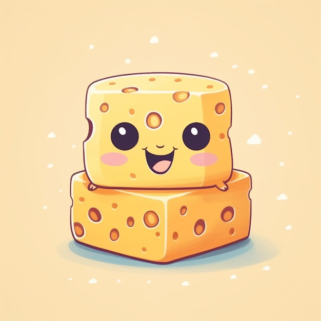 there is a cartoon cheese with a face on top of it generative ai