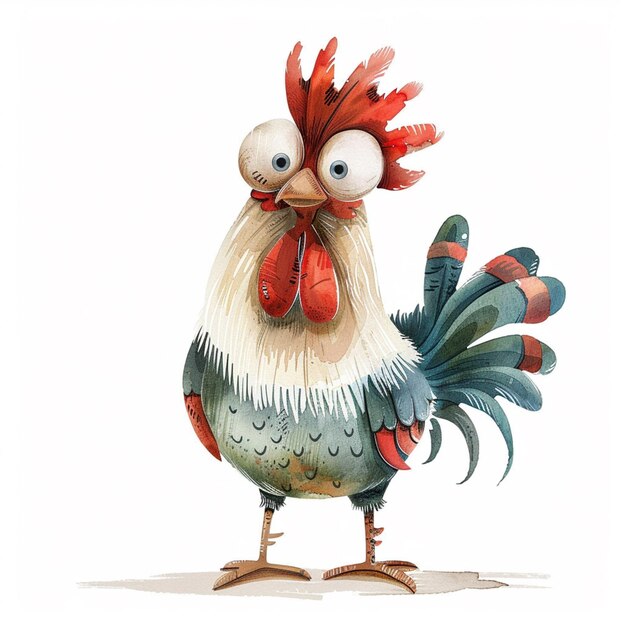 Photo there is a cartoon chicken with a red and white head generative ai