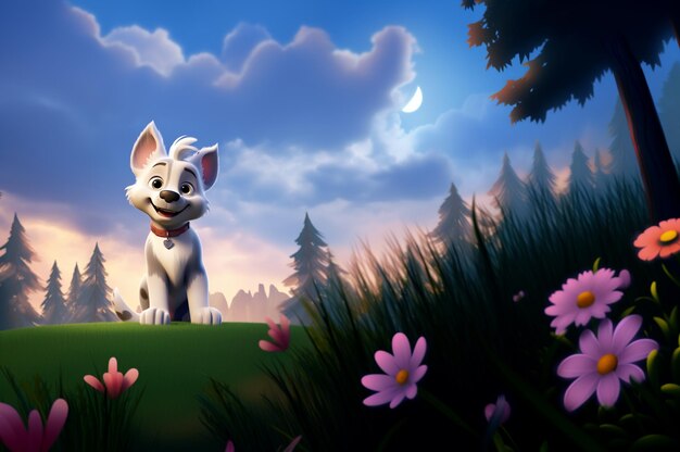 Photo there is a cartoon dog that is standing in the grass generative ai