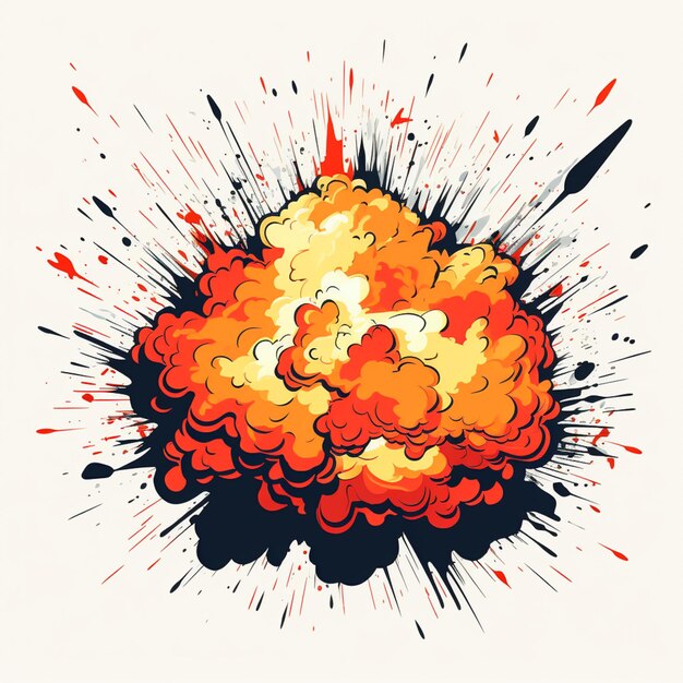 there is a cartoon explosion cloud with a black background generative ai