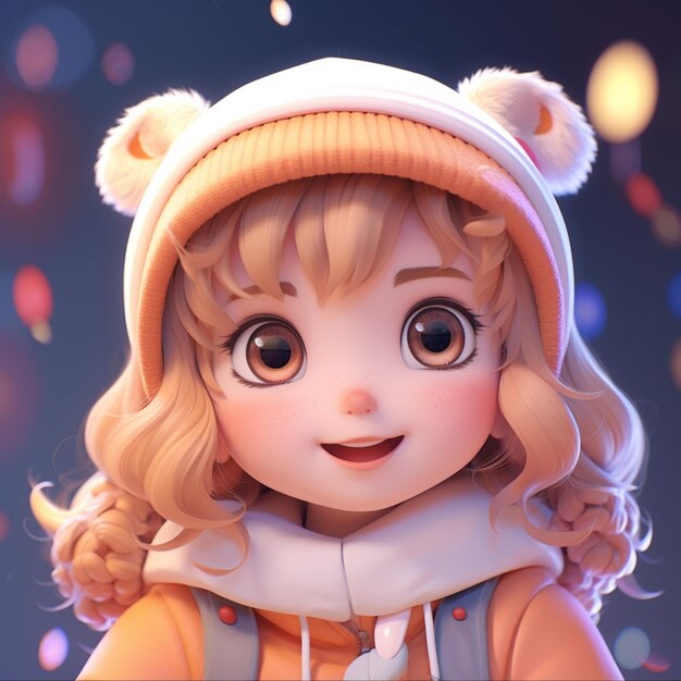 there is a cartoon girl with a hat and a jacket generative ai