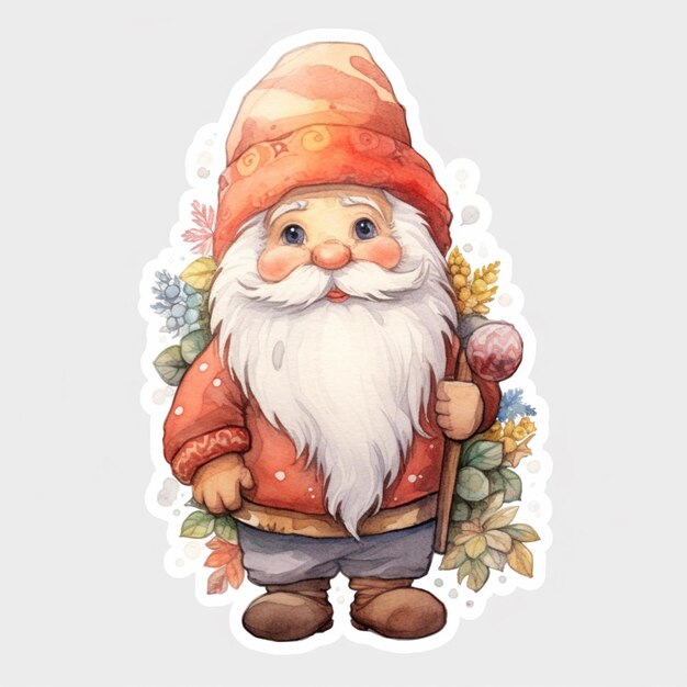 There is a cartoon gnome with a long beard and a hat generative ai