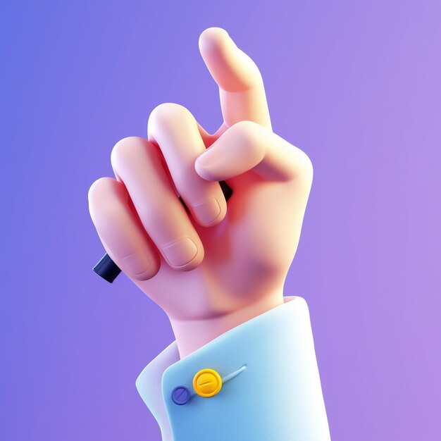 There is a cartoon hand holding a pen and pointing at something generative ai