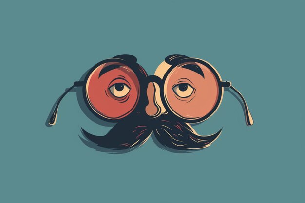 there is a cartoon image of a man with a mustache and glasses generative ai