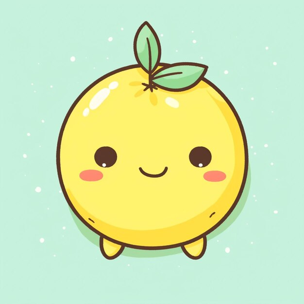 there is a cartoon lemon with a leaf on top of it generative ai