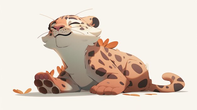 Photo there is a cartoon of a leopard sitting on the ground generative ai