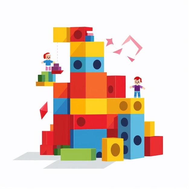 Photo there is a cartoon of a man playing with blocks generative ai