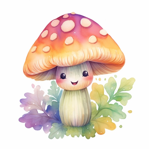 there is a cartoon mushroom with a smile on it generative ai