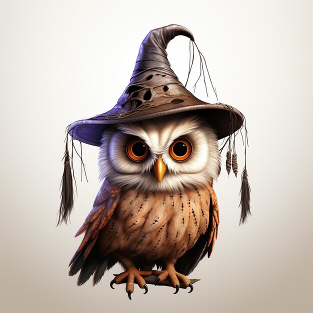 there is a cartoon owl wearing a witch hat and holding a wand generative ai