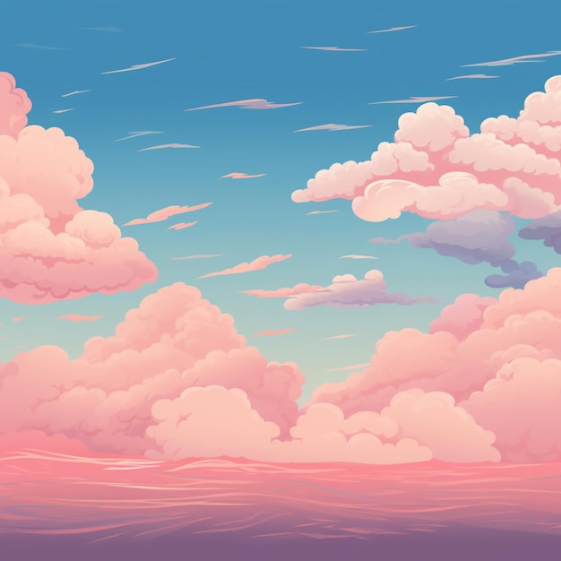 there is a cartoon picture of a beautiful sky with clouds generative ai