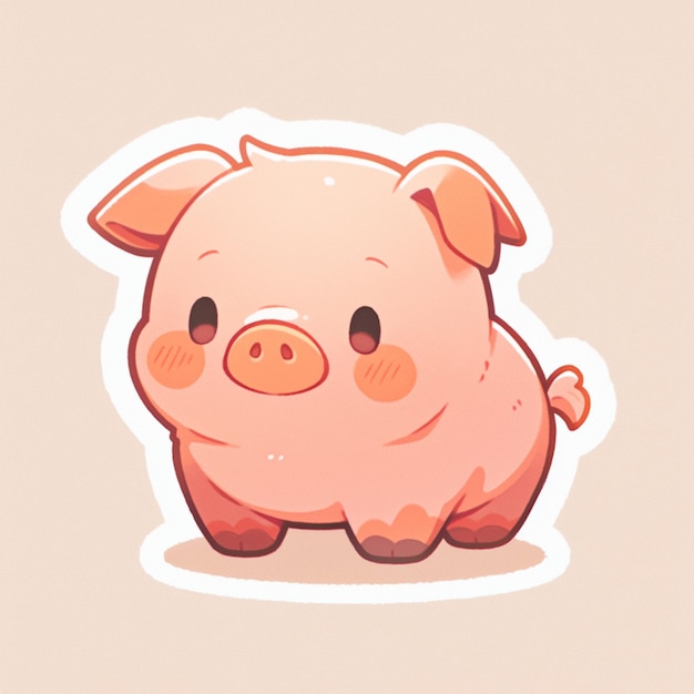 Photo there is a cartoon pig that is sitting on the ground generative ai