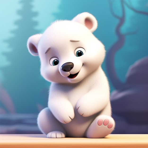 there is a cartoon polar bear sitting on a table generative ai