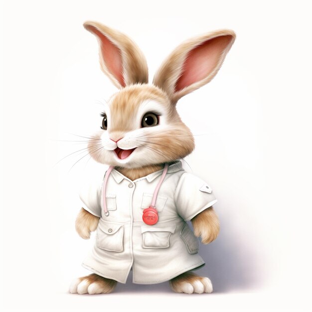 there is a cartoon rabbit dressed in a doctors coat generative ai