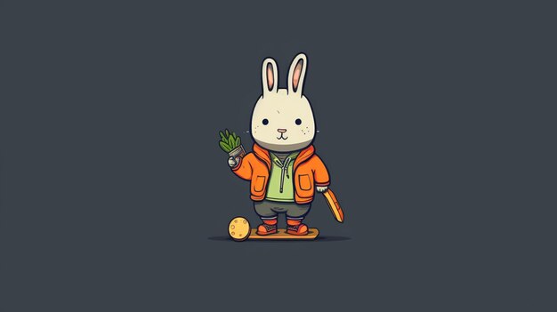 there is a cartoon rabbit that is holding a carrot generative ai