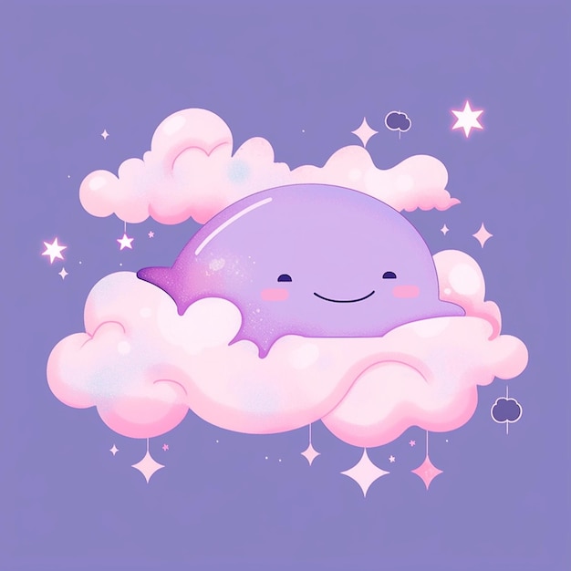 there is a cartoon whale that is floating in the clouds generative ai