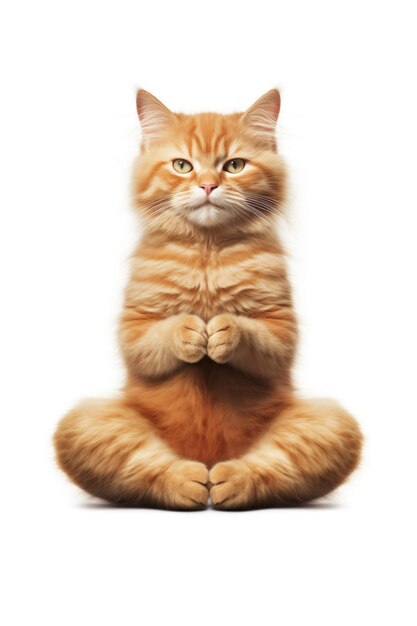 there is a cat sitting on its hind legs in a yoga pose generative ai