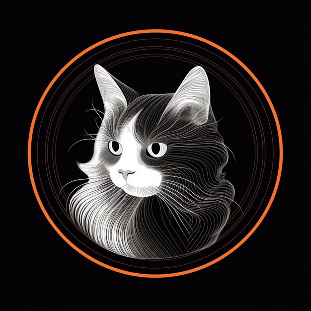 Photo there is a cat that is looking at the camera in a circle generative ai