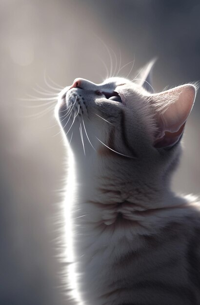 there is a cat that is looking up at something generative ai