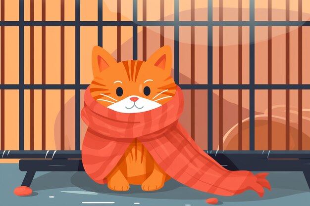 There is a cat that is sitting in a cage generative ai