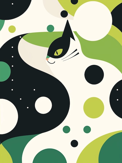 there is a cat that is sitting on a green and black background generative ai