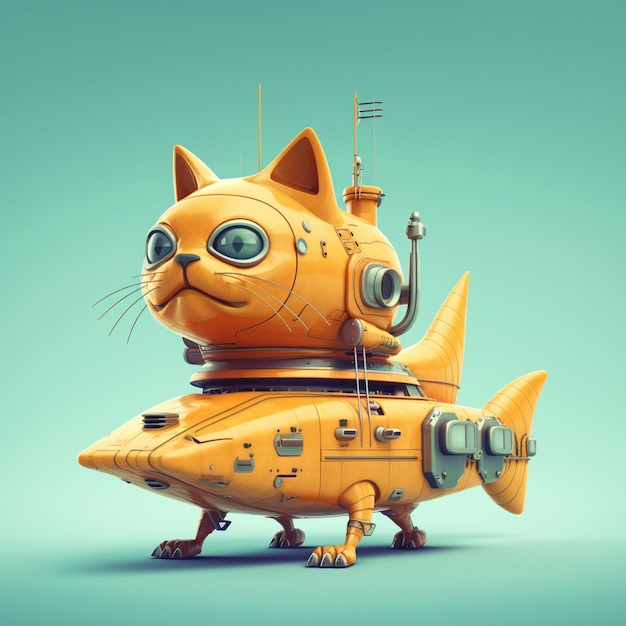 There is a cat that is sitting on top of a submarine generative ai