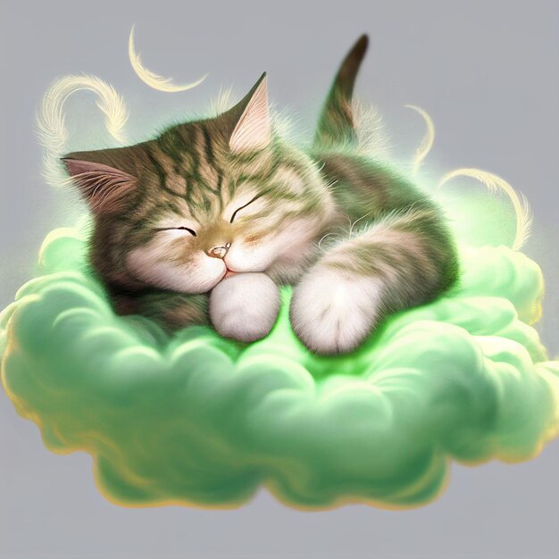 there is a cat that is sleeping on a cloud generative ai