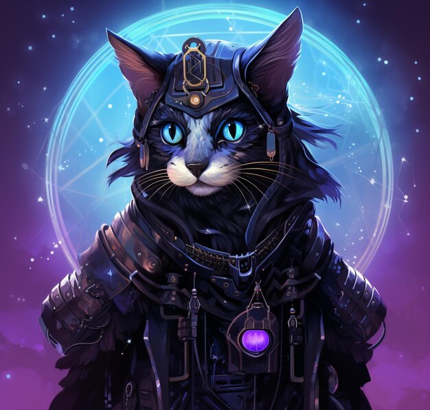 There is a cat that is wearing a helmet and a jacket generative ai