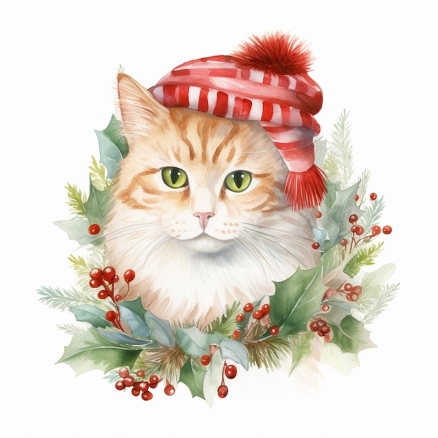 there is a cat wearing a hat and a scarf generative ai