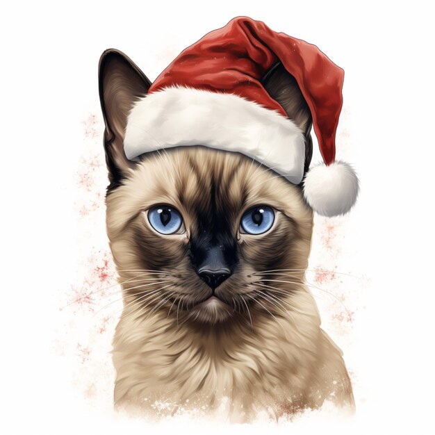 there is a cat wearing a santa hat on a white background generative ai