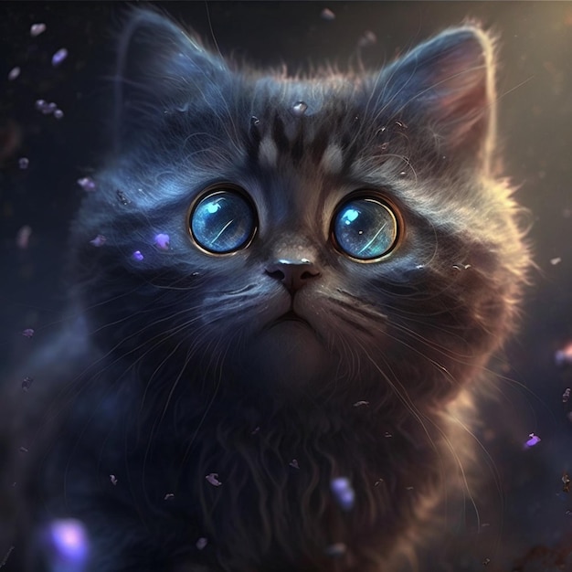 There is a cat with blue eyes staring at something generative ai