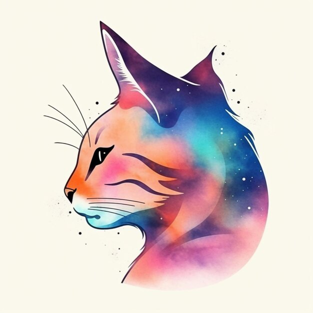 there is a cat with a colorful face and a star in the background generative ai