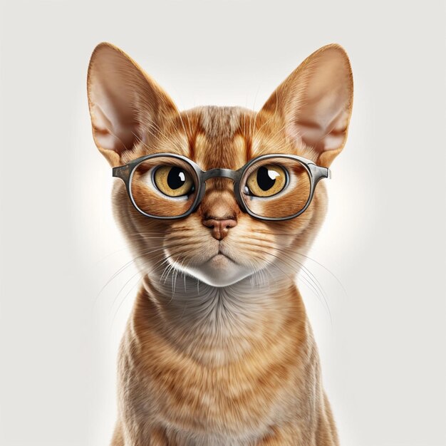 there is a cat with glasses on its head and a white background generative ai