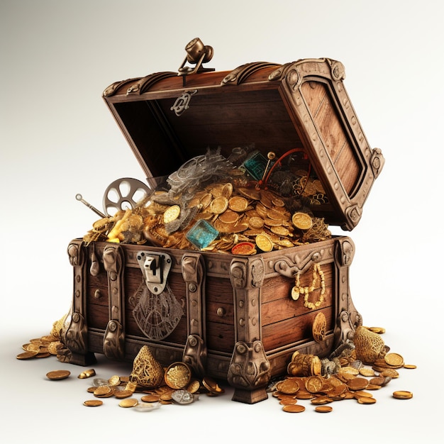 there is a chest full of gold coins and other items generative ai