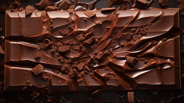 초콜릿 바에 초콜릿 조각이 있습니다.