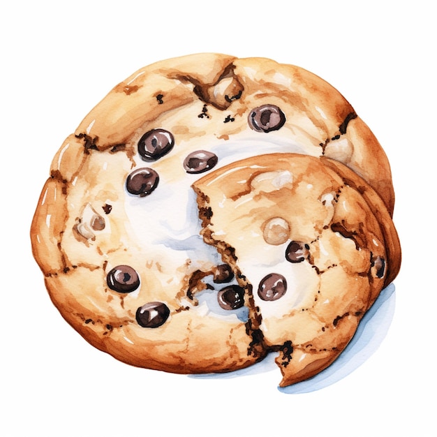 Photo there is a chocolate chip cookie with a bite taken out of it generative ai