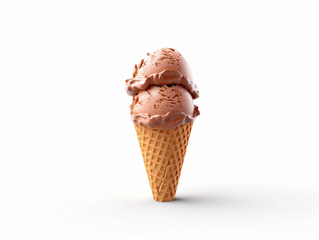 There is a chocolate ice cream cone with a scoop of chocolate ice cream generative ai