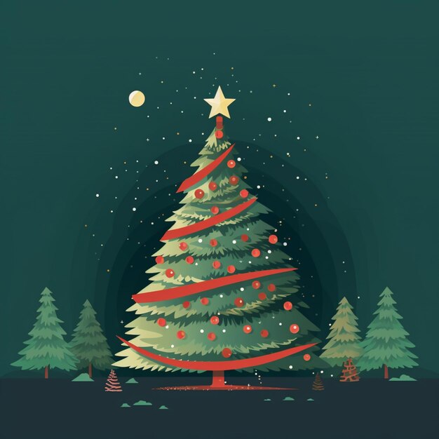 Photo there is a christmas tree with a star on top of it generative ai