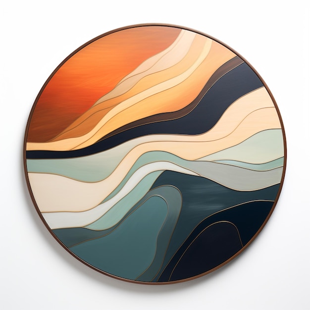 there is a circular painting of a colorful wave pattern on a wall generative ai