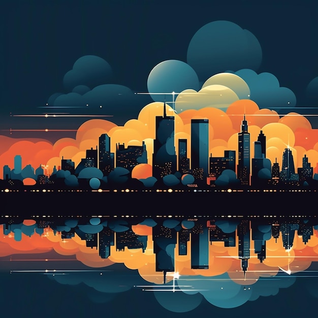 There is a city skyline with a lot of buildings and clouds generative ai