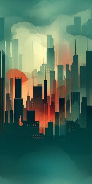 Photo there is a city skyline with a lot of tall buildings generative ai