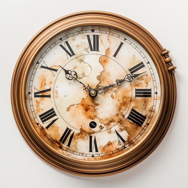 there is a clock with a brown and white design on it generative ai