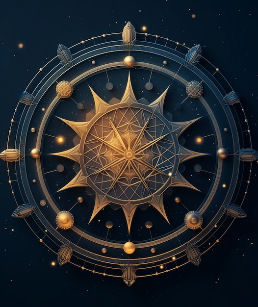 There is a clock with a golden star in the middle generative ai