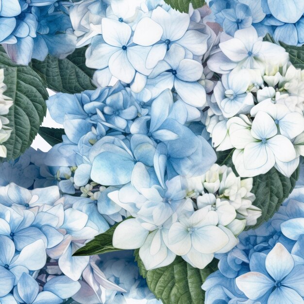 Foto c'è un primo piano di un mazzo di fiori blu ai generativi