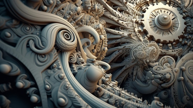 there is a close up of a clock with intricate carvings generative ai