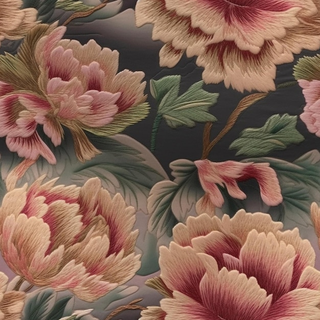 There is a close up of a floral wallpaper with many flowers generative ai