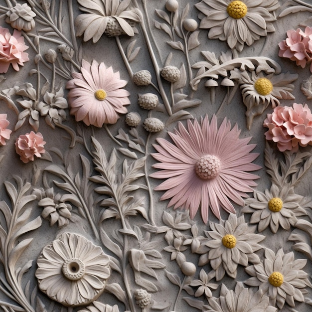 There is a close up of a flower design on a wall generative ai