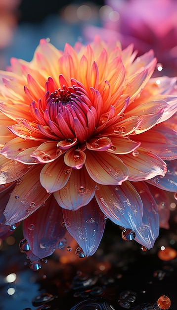 there is a close up of a flower with water droplets on it generative ai