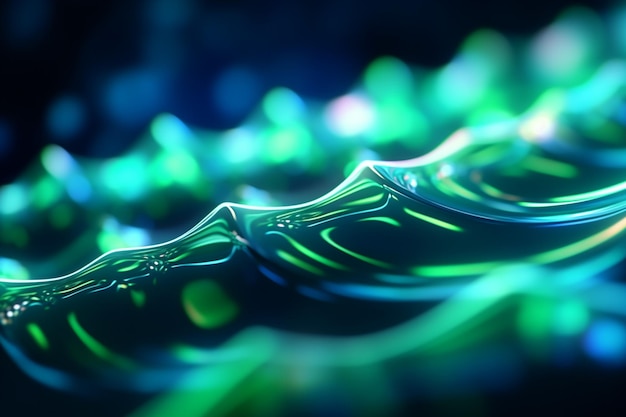 There is a close up of a green toothbrush with a blurry background generative ai